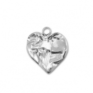 Roestvrij stalen (RVS) stainless steel bedels hart Silver