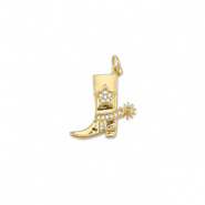 Brass TQ metaal bedels cowboylaars met spoor Gold