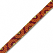 Lint met tekst halve cirkel Dark red-copper orange-gold