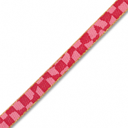 Lint met tekst geblokt Pink-red-gold
