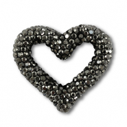 Bohemian kralen hart Anthracite