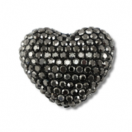 Bohemian kralen hart Anthracite
