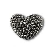 Bohemian kralen hart Anthracite