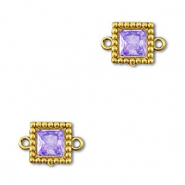 Roestvrij stalen (RVS) Stainless steel tussenstukken zirkonia vierkant Gold-purple