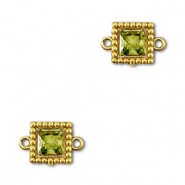 Roestvrij stalen (RVS) Stainless steel tussenstukken zirkonia vierkant Gold-lime green