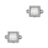 Roestvrij stalen (RVS) Stainless steel tussenstukken zirkonia vierkant Silver-transparent