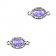 Roestvrij stalen (RVS) Stainless steel tussenstukken zirkonia ovaal Silver-purple