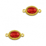 Roestvrij stalen (RVS) Stainless steel tussenstukken zirkonia ovaal Gold-red
