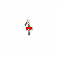 Bedels metaal zuurstok Zilver-groen-rood