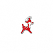 Bedels metaal rendier Zilver-rood-wit