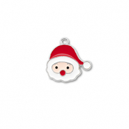 Bedels metaal kerstman Zilver-rood-wit