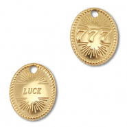 BY31&reg; Roestvrij stalen (RVS) stainless steel bedel angelnumbers 777 / luck Gold