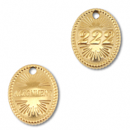 BY31® Roestvrij stalen (RVS) stainless steel bedel angelnumbers 222 / alignment Gold