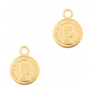 Bedels DQ metaal muntje 8mm Goud (nikkelvrij)