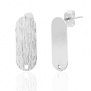 Onderdelen DQ metaal earpin ovaal met oogje Antiek zilver (nikkelvrij)