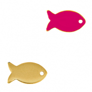 Bedels DQ metaal vis Goud-neon fuchsia pink (nikkelvrij)