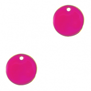Bedels DQ metaal 10mm Goud-neon fuchsia pink (nikkelvrij)