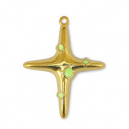 Bedels DQ metaal kruis Lime Yellow-Goud (nikkelvrij)