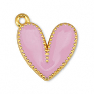 Bedels DQ metaal hart Light Pink-Goud (nikkelvrij)
