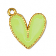 Bedels DQ metaal hart Lime Yellow-Goud (nikkelvrij)