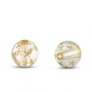 Acryl kralen rond met sterren Transparent-gold
