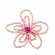 Roestvrij stalen (RVS) Stainless steel bedels bloem Light pink