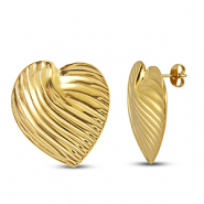 Roestvrij stalen (RVS) Stainless steel oorbellen / oorstekers hart Gold