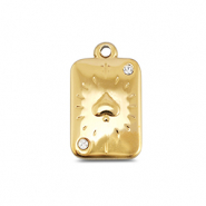 BY31&reg; Roestvrij stalen (RVS) Stainless steel bedels kaart schoppen Gold