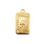 BY31&reg; Roestvrij stalen (RVS) Stainless steel bedels kaart klaver Gold