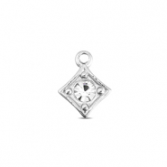 BY31&reg; Roestvrij stalen (RVS) Stainless steel bedels ruit Silver-crystal