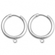 Roestvrij stalen (RVS) Stainless steel oorbellen creolen met oogje 23mm Silver