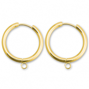 Roestvrij stalen (RVS) Stainless steel oorbellen creolen met oogje 21mm Gold