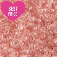 Glaskralen Rocailles 8/0 (3mm) Transparent light peach pink