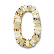 Top facet hangers ovaal White AB-transparent AB-gold