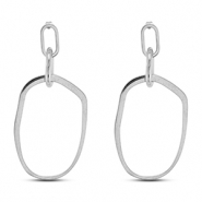 Roestvrij stalen (RVS) Stainless steel oorbellen / oorstekers irregular Silver