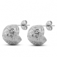 Roestvrij stalen (RVS) Stainless steel oorbellen / oorstekers rond Silver