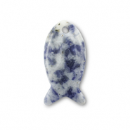 Natuursteen hangers sodaliet en microklien vis Blue-white