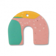 Polymeer hangers boog Green-pink-ochre yellow