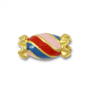 Kralen metaal snoepje Multicolour-gold