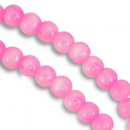 6 mm glaskralen gem&ecirc;leerd White-pink