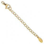 Roestvrij stalen (RVS) stainless steel onderdelen verlengketting set ovaal met karabijnslot Gold