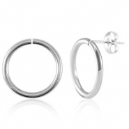 Roestvrij stalen (RVS) Stainless steel oorbellen 18mm Zilver