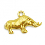 Roestvrij stalen (RVS) Stainless steel bedels neushoorn Gold