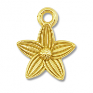 Roestvrij stalen (RVS) Stainless steel bedels bloem Gold