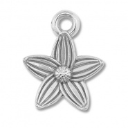 Roestvrij stalen (RVS) Stainless steel bedels bloem Silver