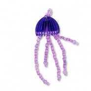 Hangers van glaskralen kwal Blue-purple-transparent purple lined AB