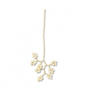 Hangers van glaskralen bloem Gold-off white