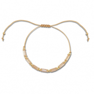 Trendy enkelbandjes mixed beads Light brown-gold