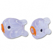Handgeschilderde glaskralen vis Purple-orange