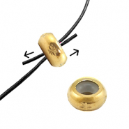 Roestvrij stalen (RVS) Stainless steel onderdelen smart bead stopper met motief 8mm Gold